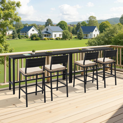 4 - Person Rectangular 126'' L Metal Patio Dining Bar Set