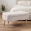 Banc de rangement contemporain en bois naturel et tissu beige