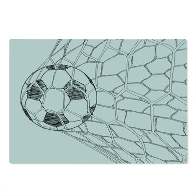 Ambesonne Black White Cutting Board Large Size Soccer Ball in Net Black White -  bcut_17307