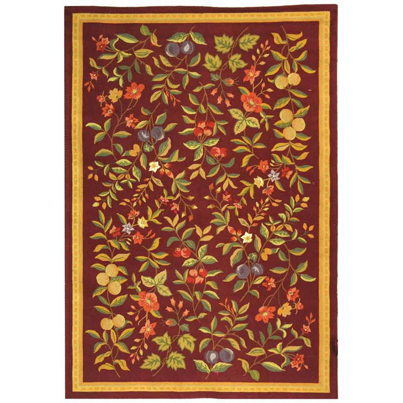 Bick Hand Hooked Wool Pile Floral Rug, Rectangle 3'9" x 5'9"