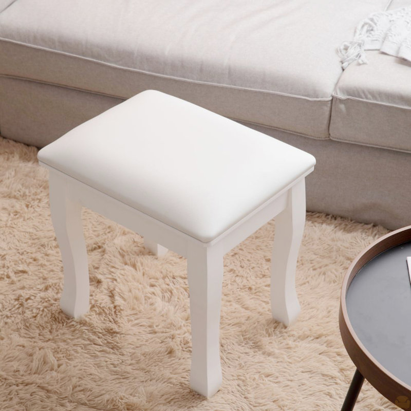 Banc de coiffeuse rembourré avec pieds en bois massif