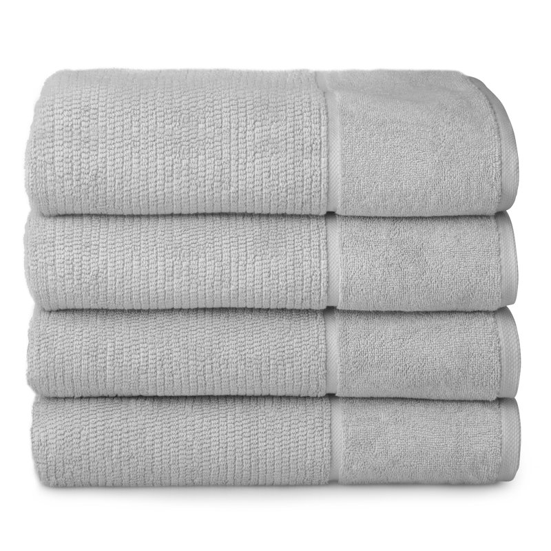 Ensemble de serviettes de bain en coton 4 pièces turc Adarryll, Argent