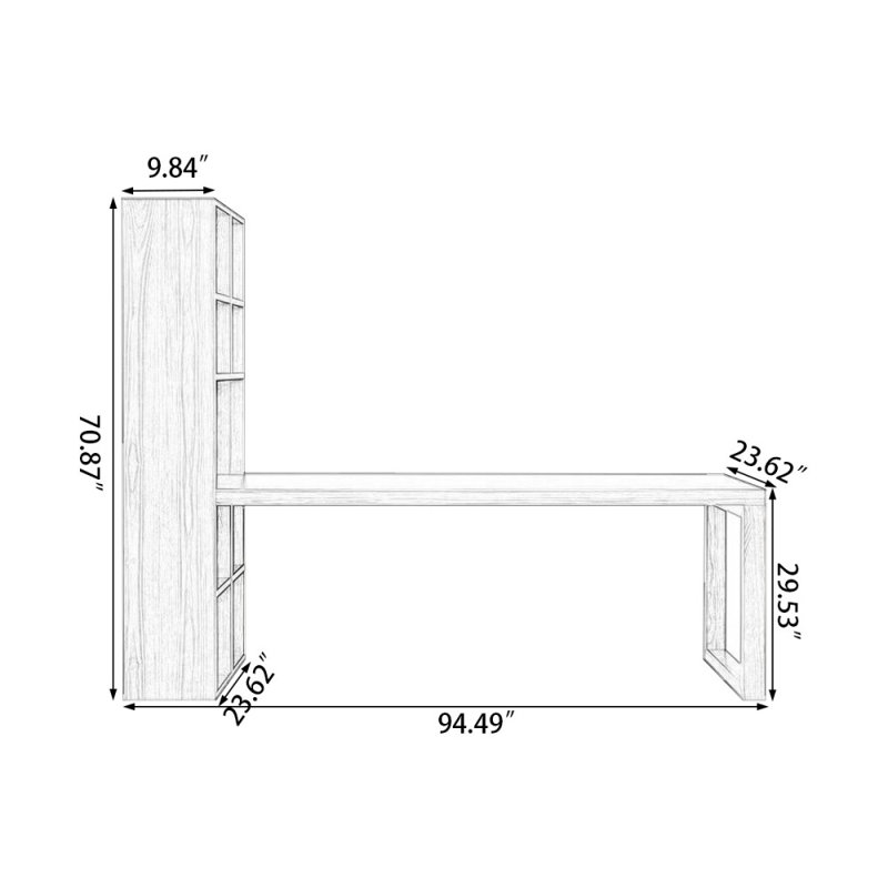 Burlywood Rectangular Solid Wood desks, Right Hand Return, 29.53" H x 94.49" W x 23.62" D