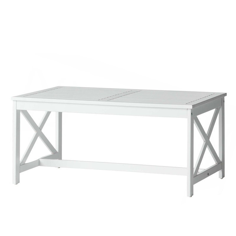 Outdoor Rectangular Acacia Wood Coffee Table, White