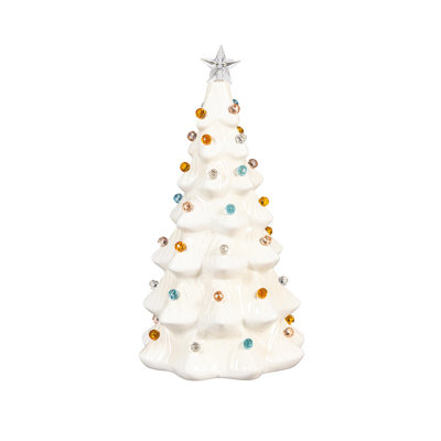 Décoration de table DEL arbre de Noël en céramique, 11,25 po H