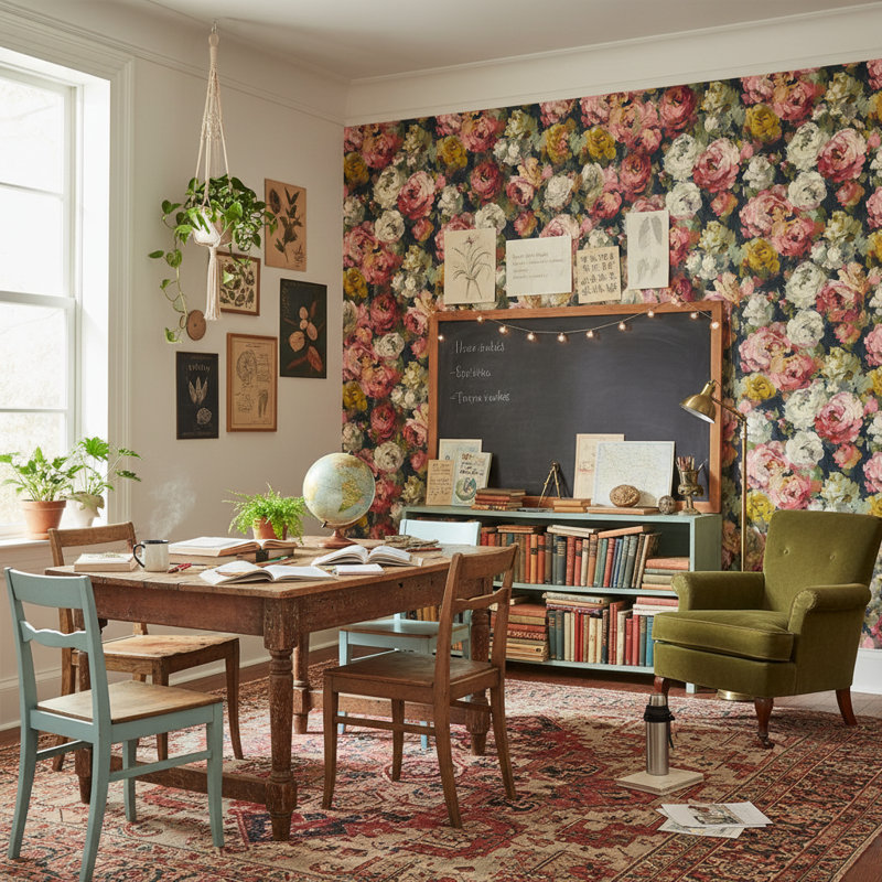 Lark Manor™ Floral Wallpaper Roses Mural Vintage Wall Decor | Wayfair