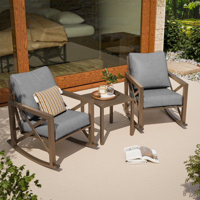 Wicker Outdoor Rocking Chairs With Cushions (Set Of 2) by Bayou Breeze