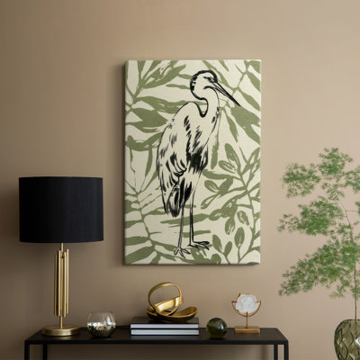 Retro Parlor Heron III -Gallery Wrapped Cavas