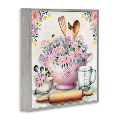 Art floral giclée et ustensiles roses par Nicole DeCamp