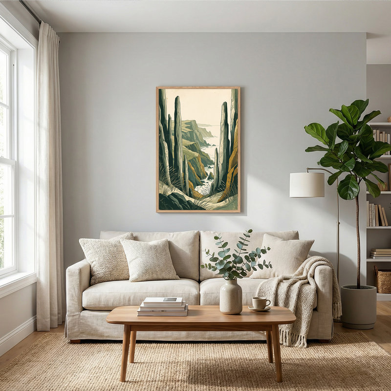 Art mural sur toile vert et brun, H 48 po x l 36 po