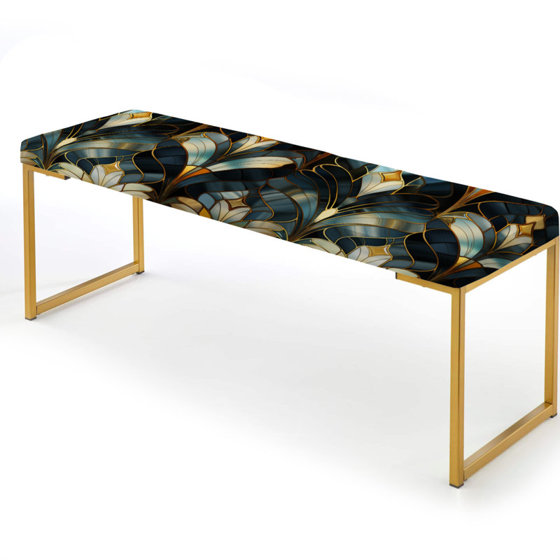 Déco or et marbre émeraude opulence - banc rembourré or marbre