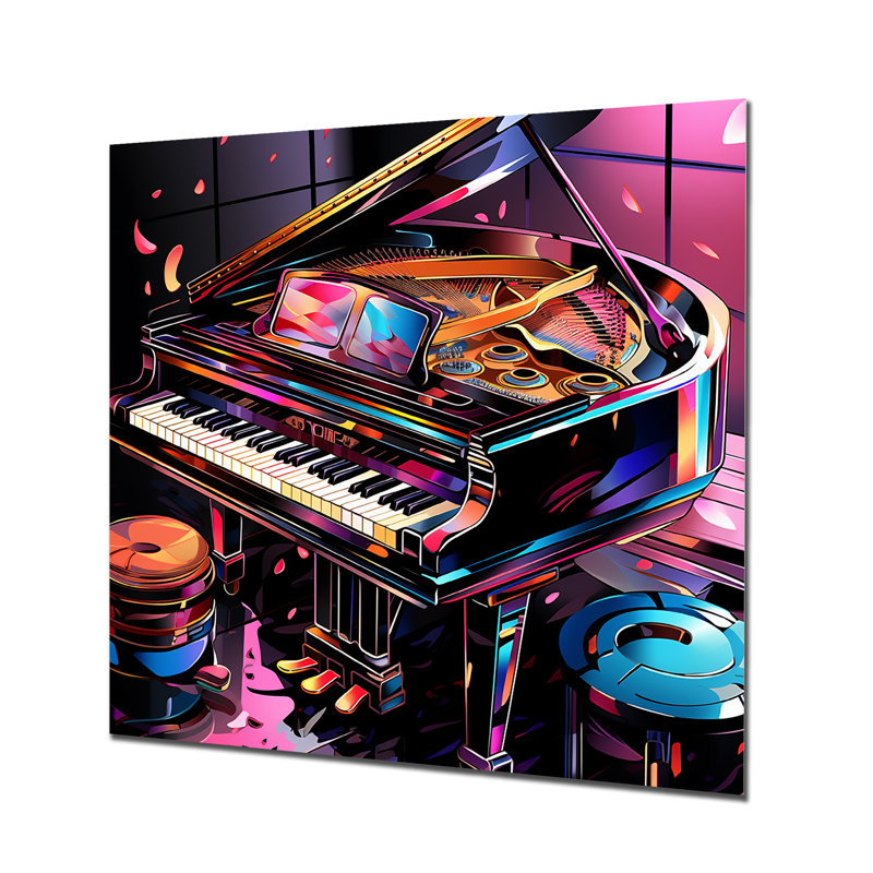 Mauve, mélodie numérique d'un piano à queue II - Piano, art mural en métal, H 29 po x l 29 po