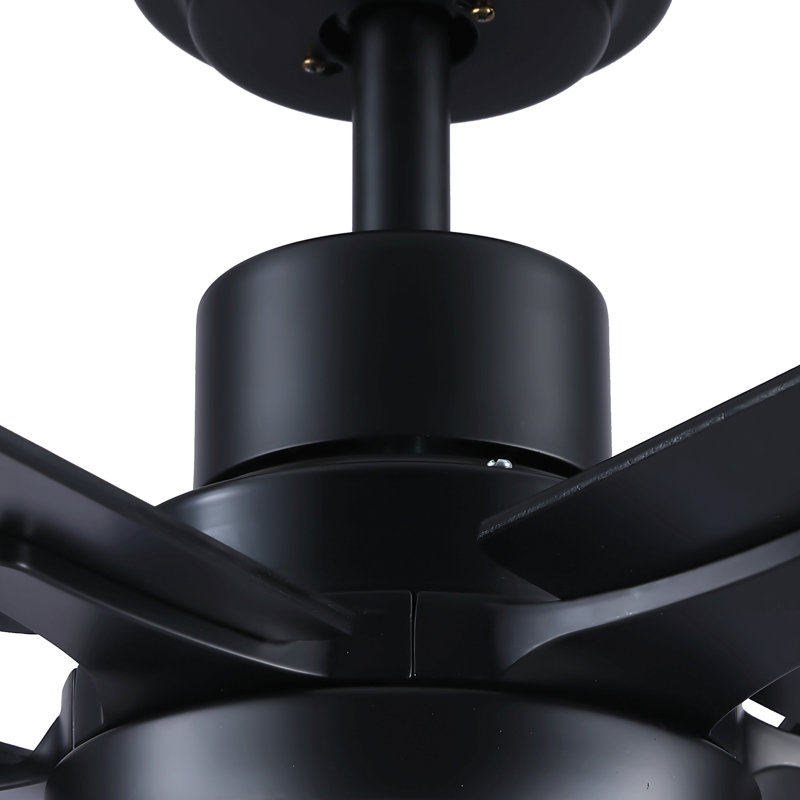 52" Lowe Profile Ceiling Fan With Light For Indoor, Black, Black