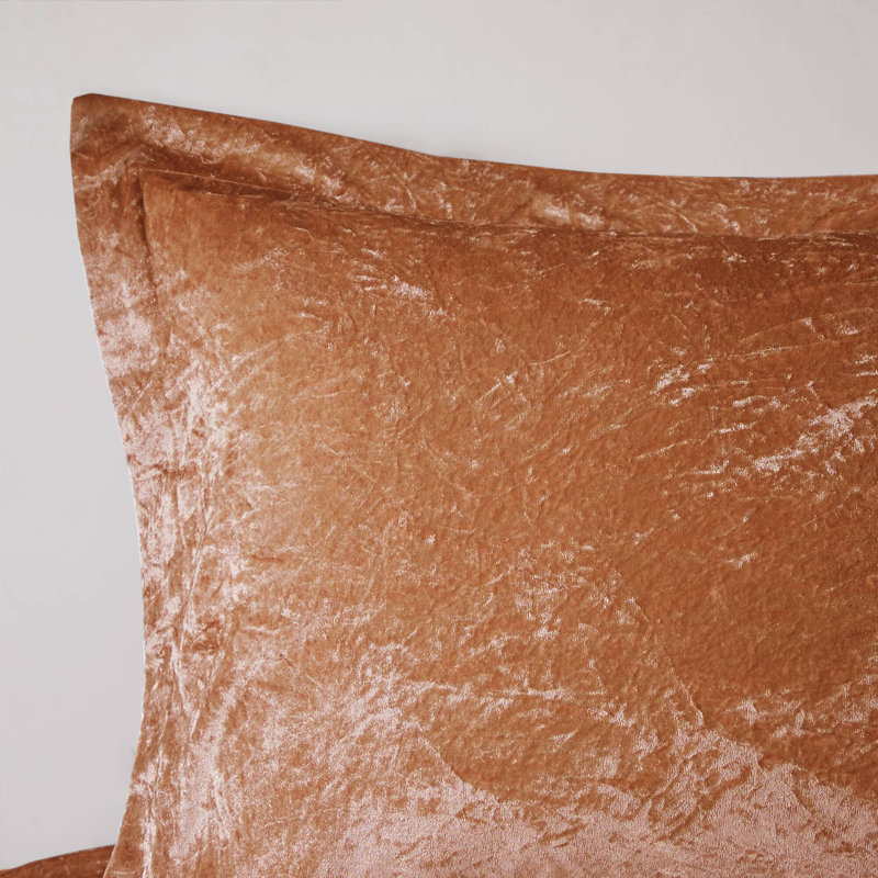 Rust Velvet Twin/Twin XL Quilted Duvet Cover Set with Pillow