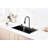 Waterfall Kitchen Sink, Stainless Steel Single Bowl In Black, Multifunctional Workstation With Flying-Rain Faucet And Cutting Board, 30×18″ Stainless Steel Single Bowl Sink, LS-SSBL05