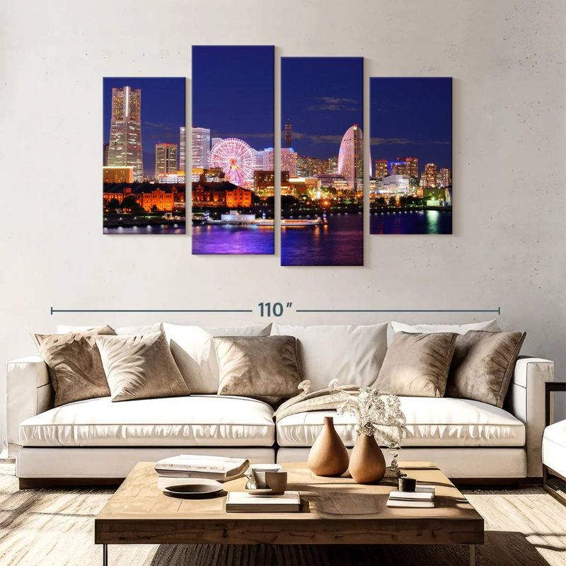 Lumières de la ville de Nicci Yokohama, H 54 po x l 84 po