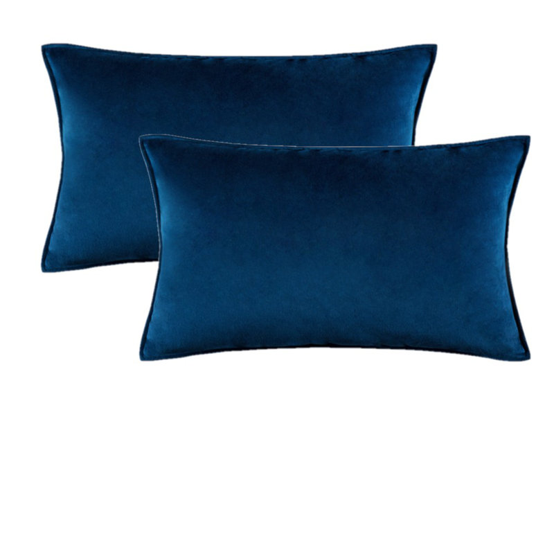 Velvet Reversible Throw Pillow, Dark Blue, Cotton