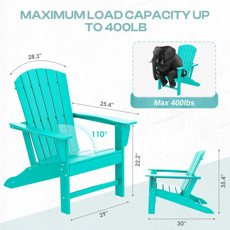 Chaise Adirondack d'extérieur Hdpe, Turquoise