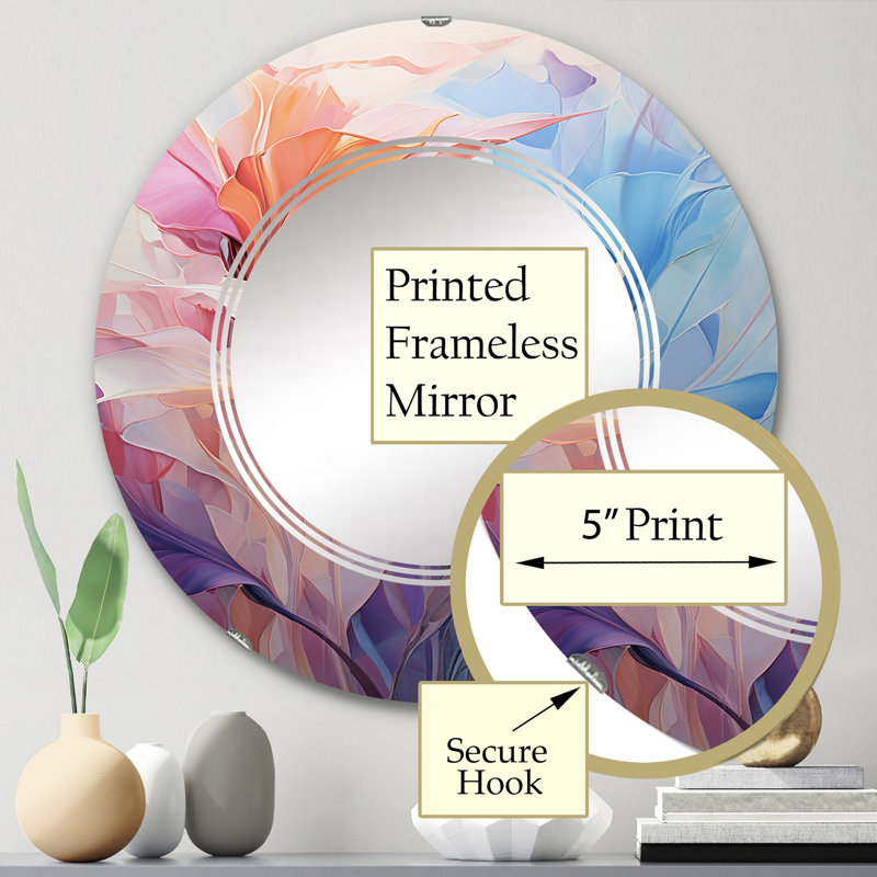 Zunilda - Miroir mural floral rond, 24 po x 24 po