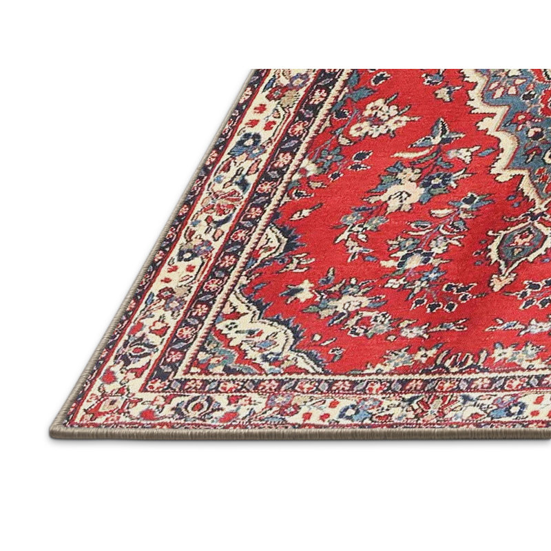 Tapis oriental rouge / beige / bleu, Rectangle 2 pi x 5 pi