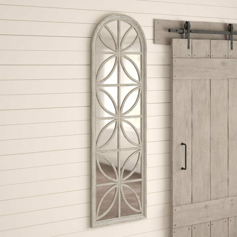 Blasius Arched Wood Framed Mirror with Petal Design
