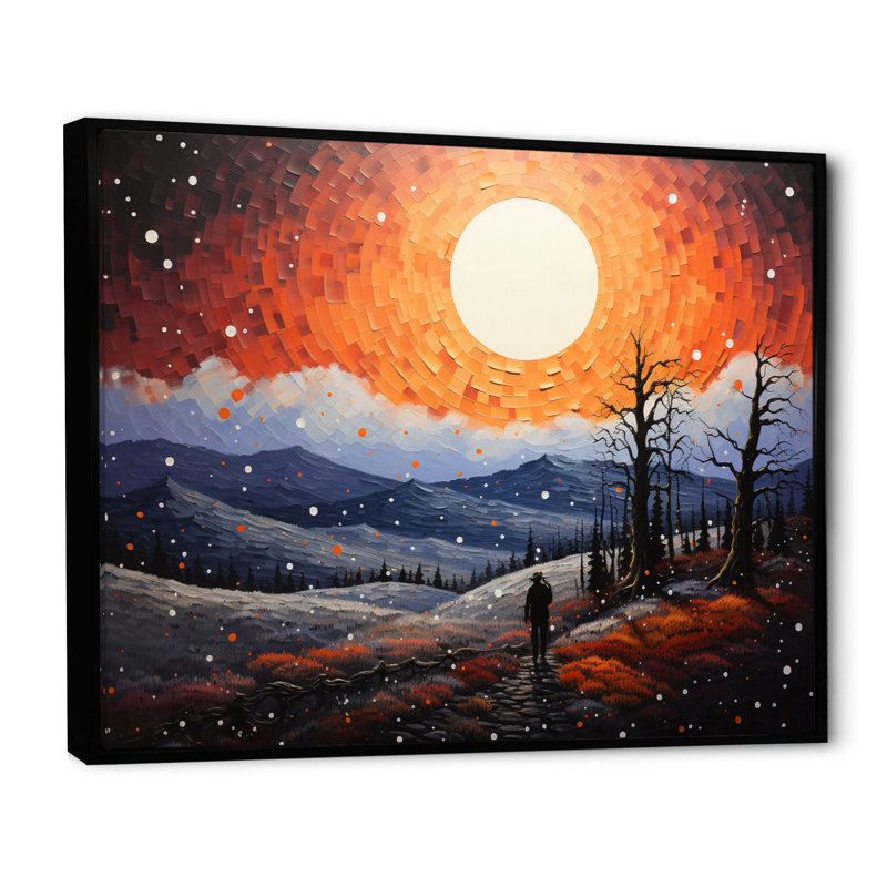 «Western Uncharted Territory Pointillism», reproduction sur toile, H 16 po x l 32 po x P 1 po, Cadre flottant noir