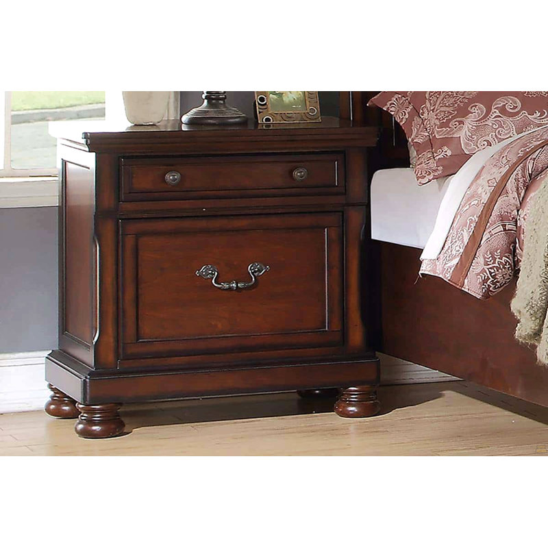 Traditional Formal Look Cherry Finish 1Pc Nightstand Storage Space Bedside Table Plywood Veneer Bedroom Furniture