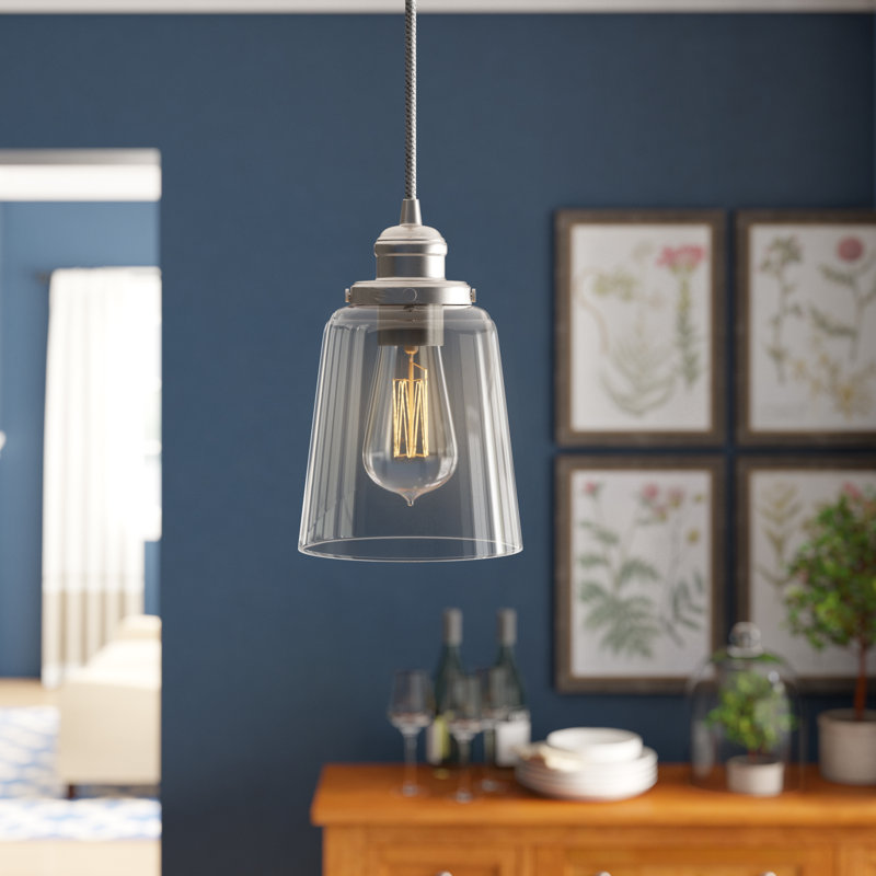 Luminaire suspendu 1 lumière à une cloche, Nickel brossé