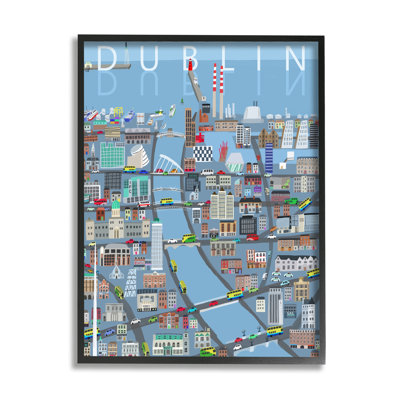 Carte des bâtiments de la ville côtière de Dublin, conception de ponts par Carla Daly - impression