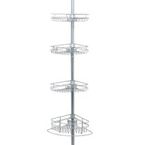 Chrome-plated 4-tier Tension Pole Corner Shower Caddy - Bed Bath