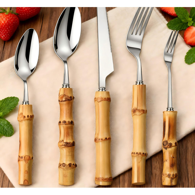 Ensemble de couverts 30 pièces en acier inoxydable 18/8 avec ustensiles naturels pour la cuisine