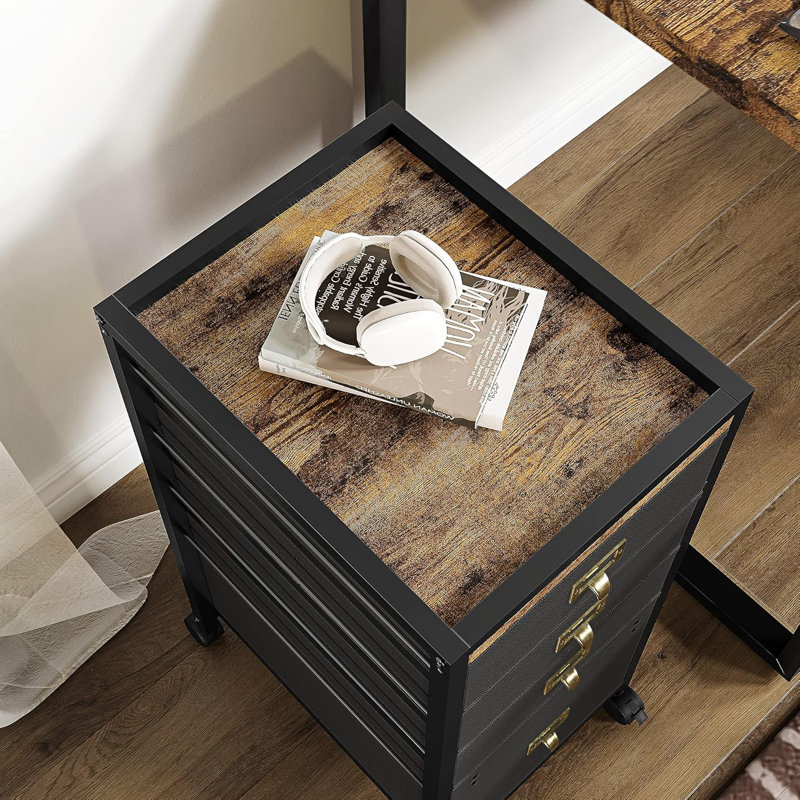File Cabinet With 4 Drawers 26''H Rolling Filing Cabinet Fits Letter Size Or A4 Fabric Vertical File Cabinet On Wheels, Vertical Office File Storage, Small Printer Stand Under Desk For Home Office