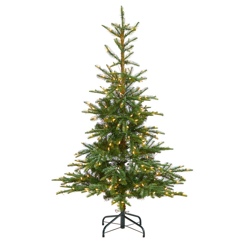 Arbre de Noël artificiel épinette vert 6 pi avec 350 lumières claires / blanches Washington, H 5 pi