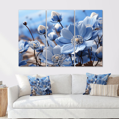 «Inviting Azure Flowers Field II - Flower», art mural sur toile
