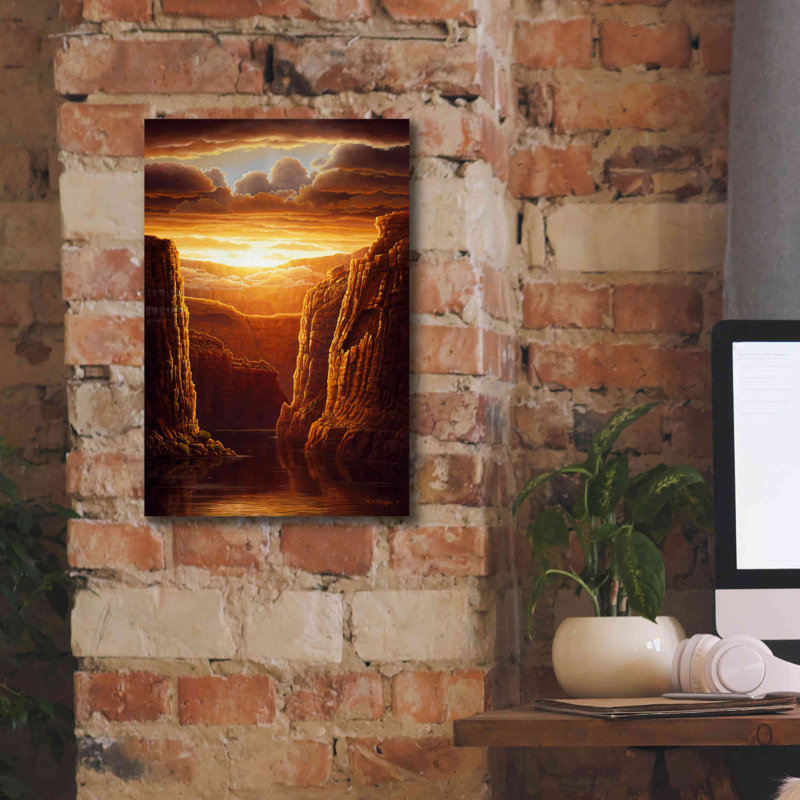 «Warm Reflections» par R. Hed, art mural sur toile, H 12 po x l 18 po