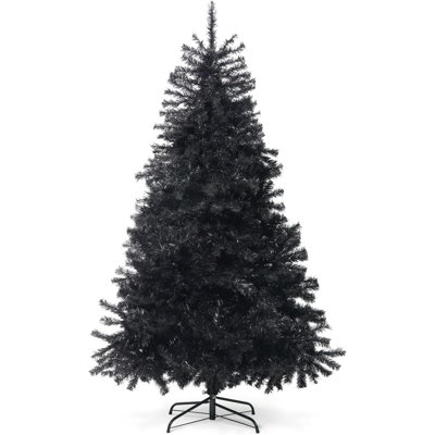 Arbre de Noël artificiel noir de qualité supérieure 6 pi avec 1000 branches, pré-articulé