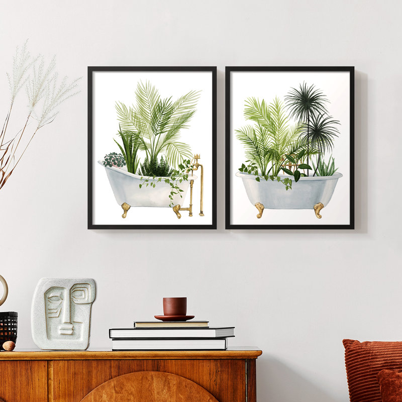 «Plant Bath I», reproduction encadrée de qualité supérieure - prête à être accrochée - aucun clou requis - aucun clou requis
