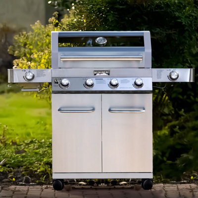 Monument Grills 35633,Clearview Stainless Steel 4+2Burner Liquid Propane Gas Grill with Infrared Side Burner, 60,000 BTU – Perfect for Family BBQs,Holiday gift