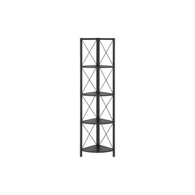 Black Metal 4 Tier Bookcase, For Bedroom & Office, Corner Shelf With Fan-Shaped Shelves And Space Bewitching Feature Bookcase In Metal, Office Corner,