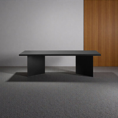 Modern Black Solid Wood Desk with Sturdy Iron Legs