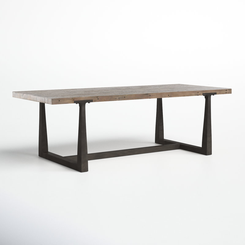 Horncastle Pine Solid Wood Top Metal Base Dining Table