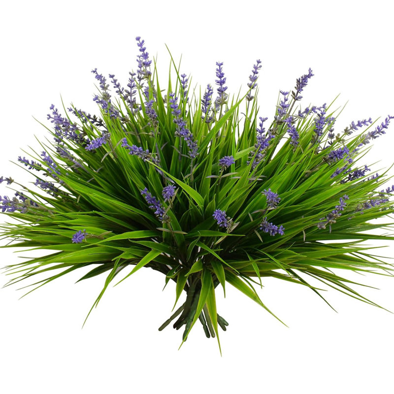 12 Bundles Uv Resistant Artificial Monkey Grass With Flowers