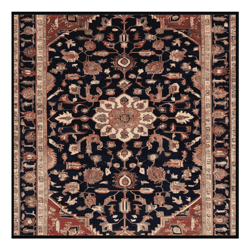 Machine Washable Persian Brown Area Rug, Square 6' x 6'