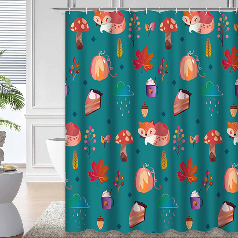 Rideau de douche d'automne avec 12 crochets, L 72 po x l 84 po