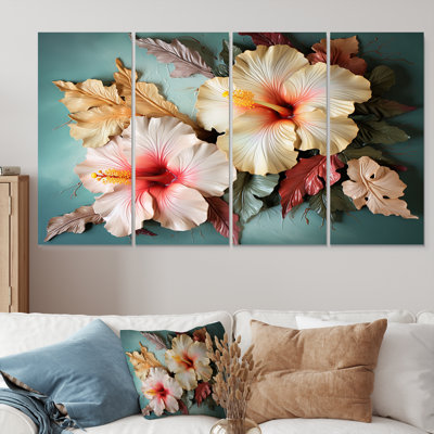 Rivero - Hibiscus Wall Art 4 Piece