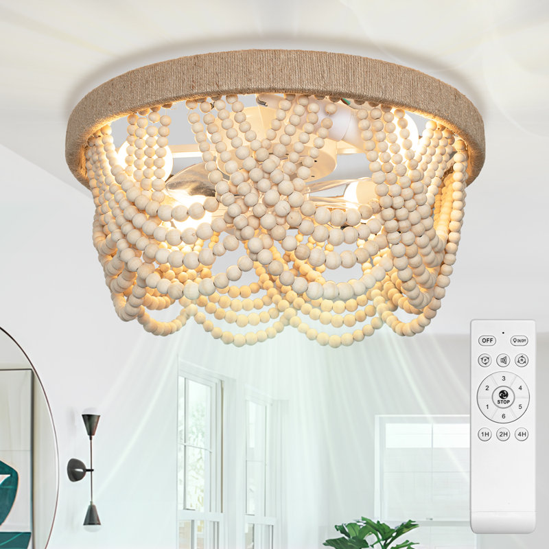20" Boho Ceiling Fan With Light & Remote