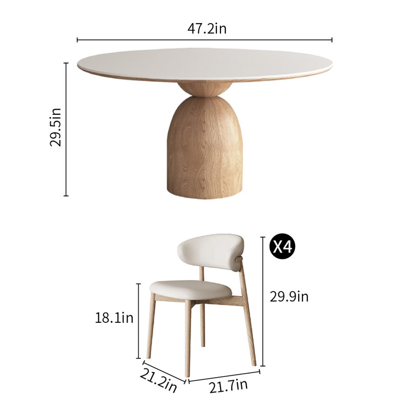 Ensemble de table de salle à manger Simple Rock, 29.5"H x 47.2"L x 47.2"W, 5 pieces