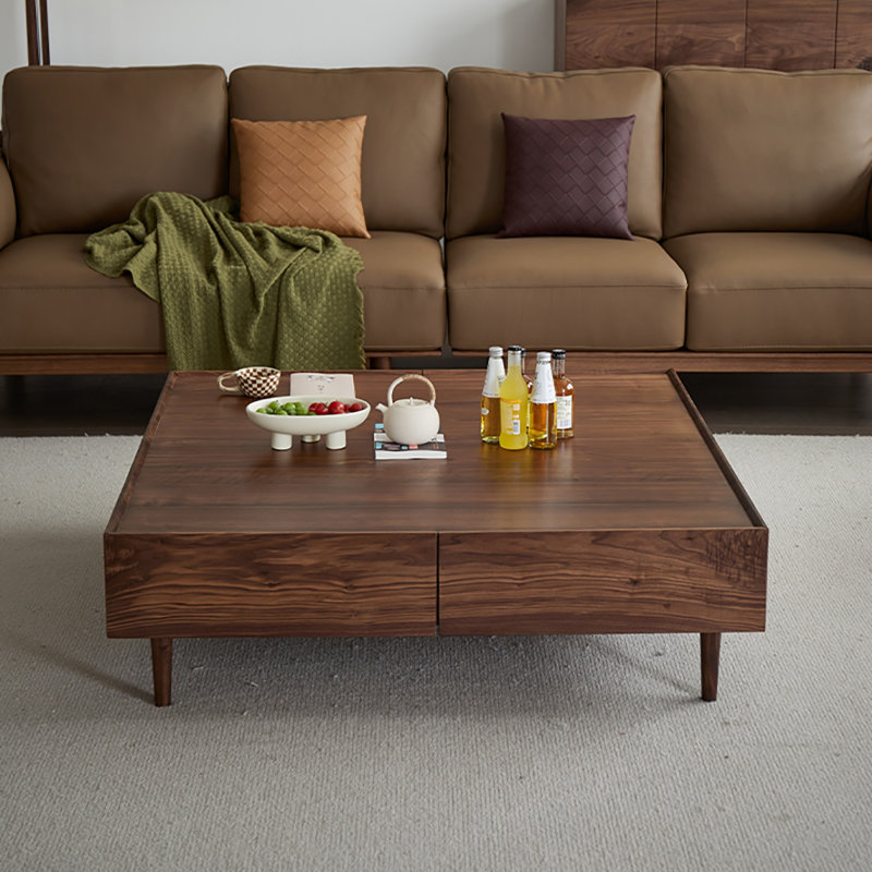 Table basse moderne simple en noyer noir, H 14,6 po x L 47,2 po x l 47,2 po