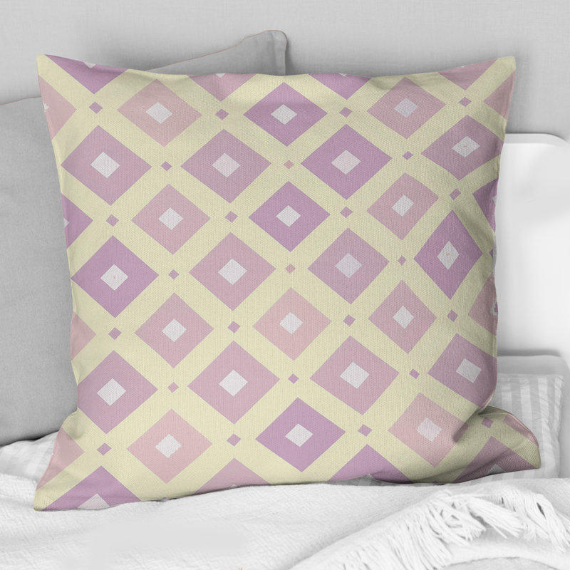 Motif lombaire géométrique rose et beige lilas, H 16 po x l 16 po, Carrée