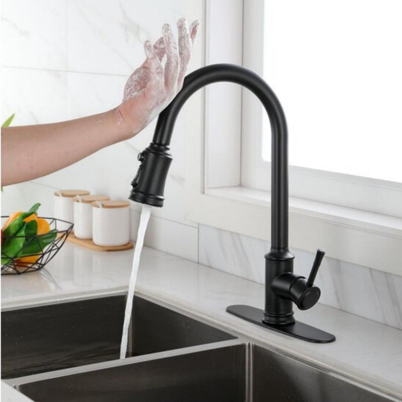 Maxbrass Pull Down Touch Kitchen Faucet, Matte Black